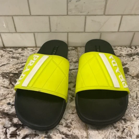 Prada Men’s Neon Yellow Rubber Slides Size 8 NWT PRADA Men main image 3